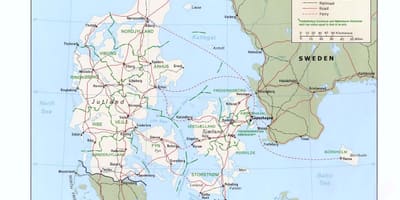 Kat jeyografik nan denmark oseyan plaj jou ferye yo pak 