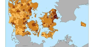 Denmark dansite popilasyon kat jeyografik